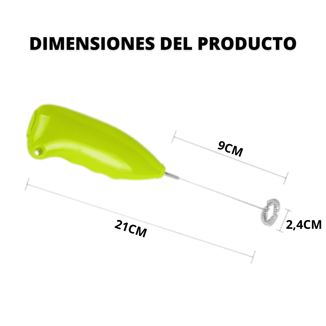 Mini batidor electrico dimensiones de largo 21cm, varilla 9cm y resorte 2,4cm